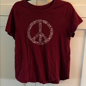 Old Navy Maroon Peace Graphic Tee